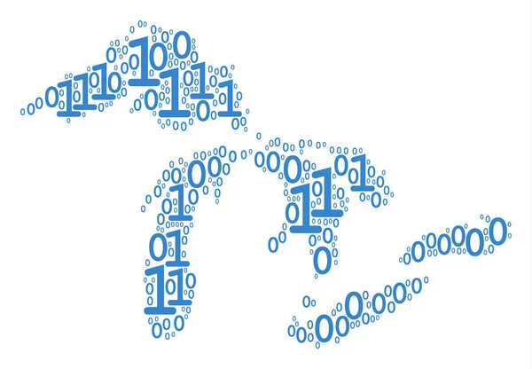 大湖地图二进制数字马赛克 — 图库矢量图片