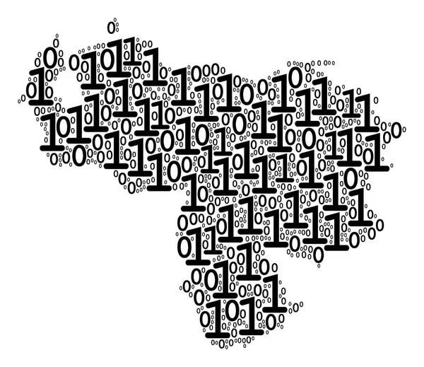 Venezuela mapa mozaika binárních číslic — Stockový vektor