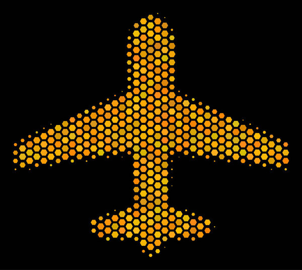 Hexagon Halftone Airplane Icon