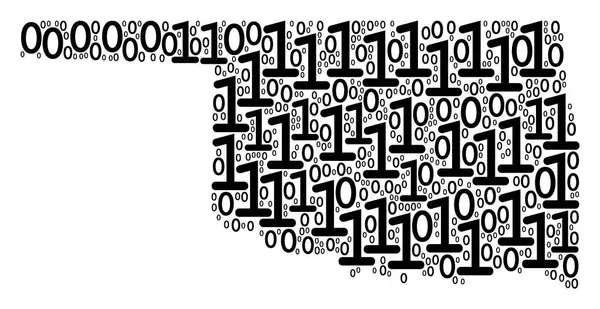 Oklahoma státní mapa mozaika binárních číslic — Stockový vektor
