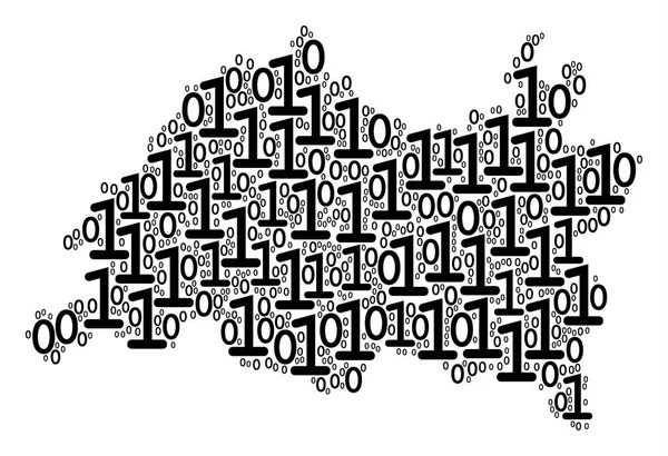 Carte du Tatarstan Composition des chiffres binaires — Image vectorielle