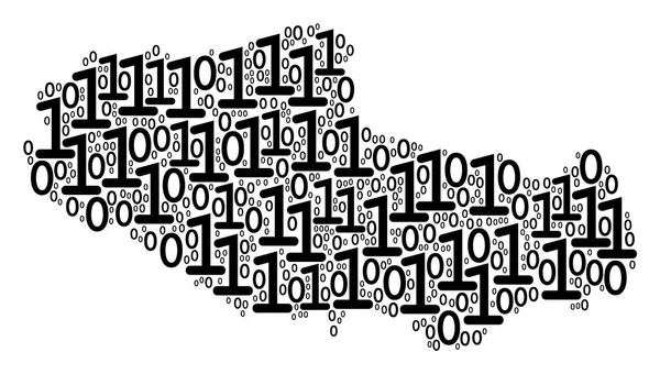Tibet Chinesisches Territorium Karte Zusammensetzung der binären Ziffern — Stockvektor