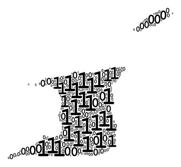Trinidad a Tobago mapa koláž binárních číslic — Stockový vektor