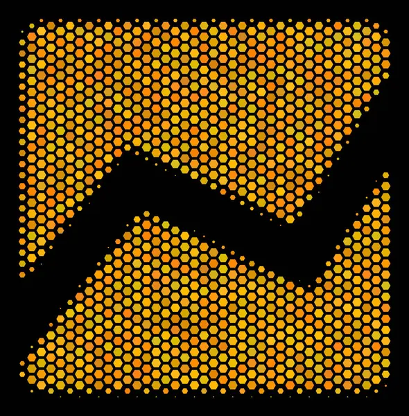 Hexágono Halftone Analytics Chart Icon — Archivo Imágenes Vectoriales