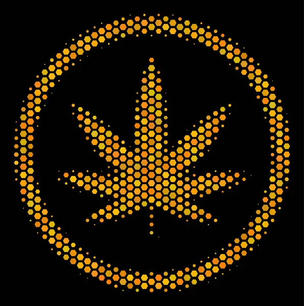 Hexagon halvton Cannabis ikonen — Stock vektor