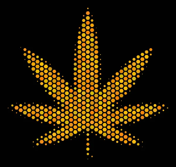 Hexágono Halftone Cannabis icono — Archivo Imágenes Vectoriales