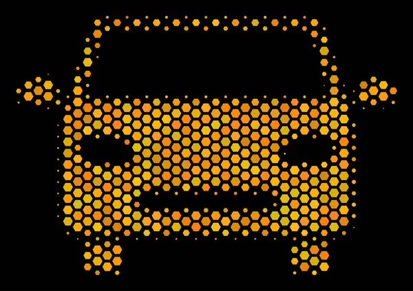 Hexágono Halftone coche icono — Vector de stock