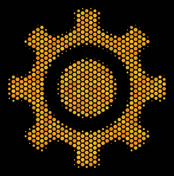 Hexagon Halftone Cogwheel Icon — Stock Vector