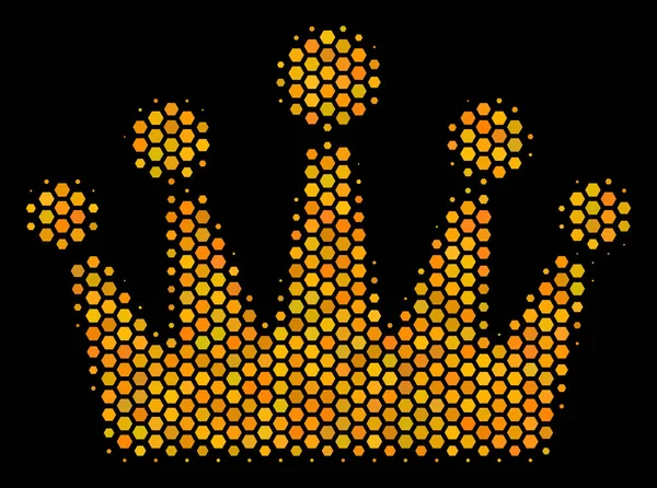 Hexagon Halftone Crown Icon — Stock Vector