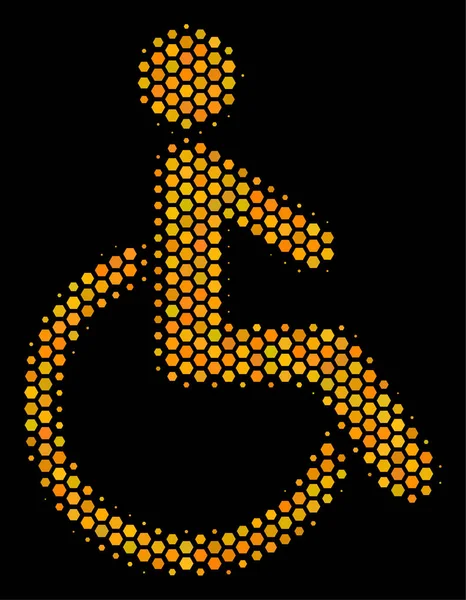 Icona esagonale mezzitoni per disabili — Vettoriale Stock