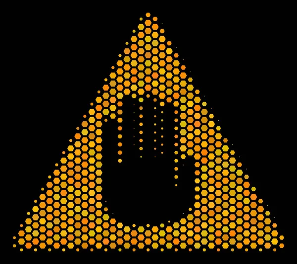 Šestiúhelník polotónů výstražnou ikonu — Stockový vektor