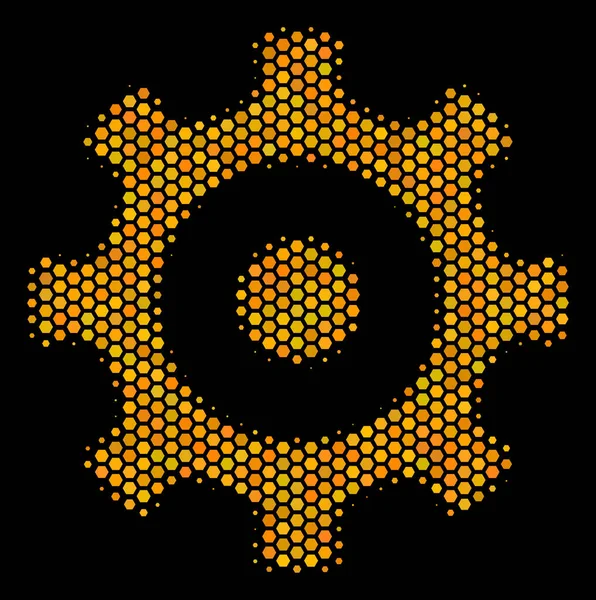 Hexagon Halftone Gear Icon — Stock Vector