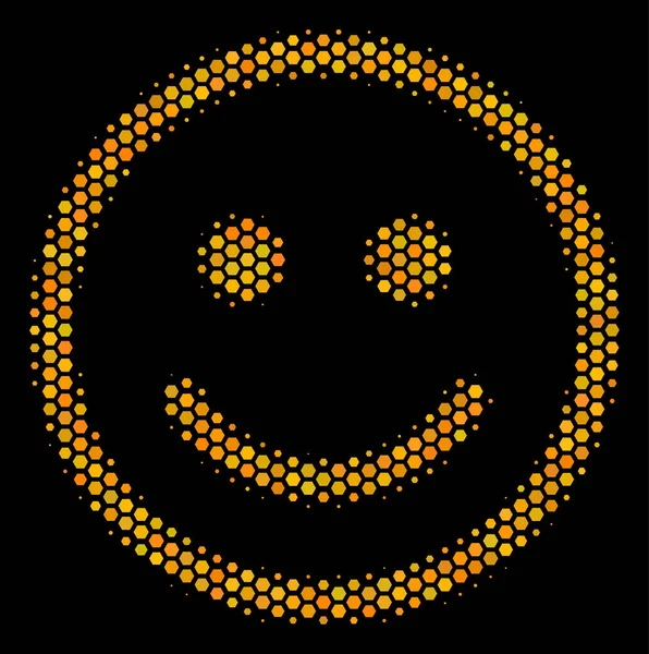 Hexagone Halftone Glad Smiley icône — Image vectorielle