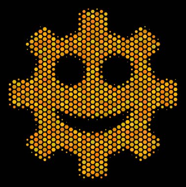 Altıgen yarı ton dişli bir gülümseme Smiley simgesini