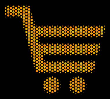 Altıgen yarı ton alışveriş sepeti simgesini