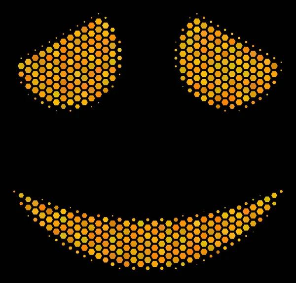 Hexagon Halftone Embarassed Smile Icon — Stock Vector