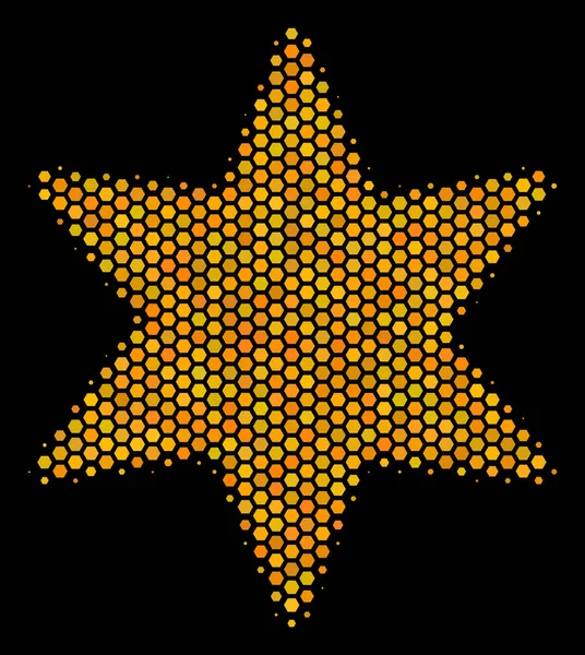 Hexagon Halftone Fireworks Star Icon — Stock Vector