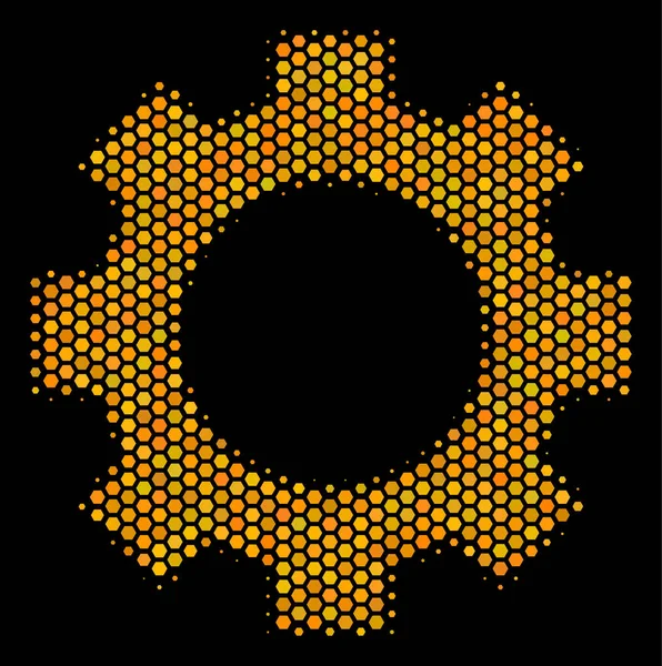 Icono de engranaje halftone hexágono — Vector de stock
