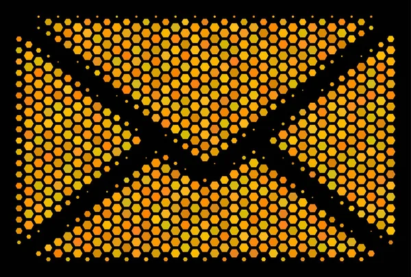 Icône d'enveloppe de courrier hexagonale demi-teinte — Image vectorielle