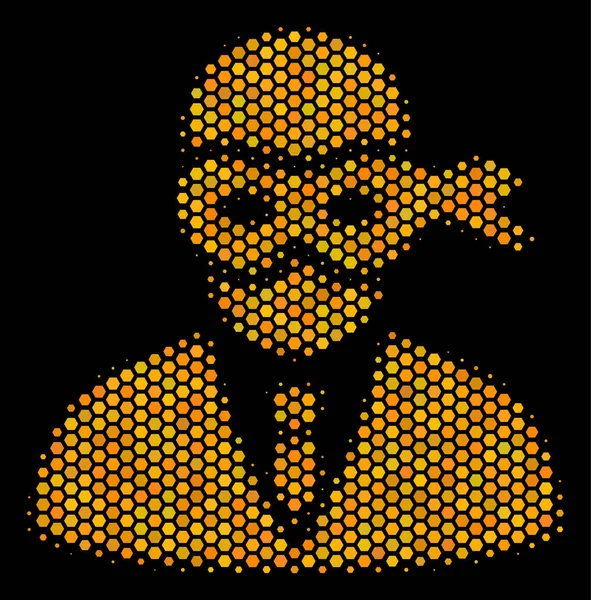 Hexagon Halftone Masked Thief Icon — Stock Vector