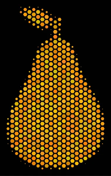 Icona di pera mezzitoni esagonale — Vettoriale Stock
