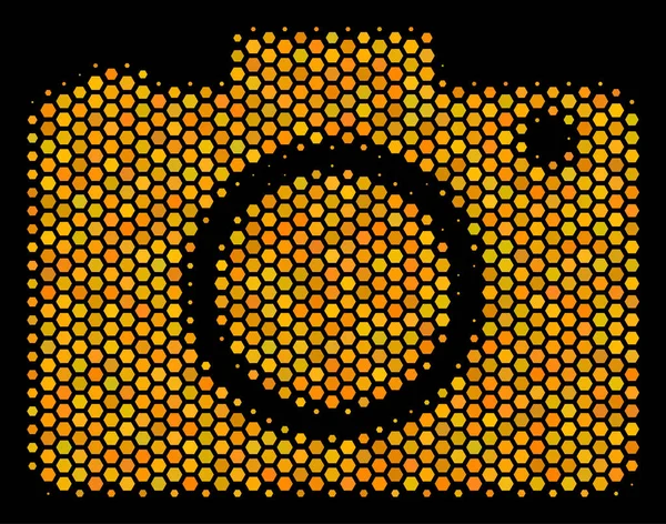 六角ハーフトーンの写真カメラのアイコン — ストックベクタ