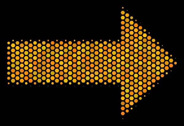 Icona a freccia destra esagonale mezzitoni — Vettoriale Stock