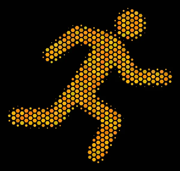 Hexagon Halftone Running Man Icono — Archivo Imágenes Vectoriales