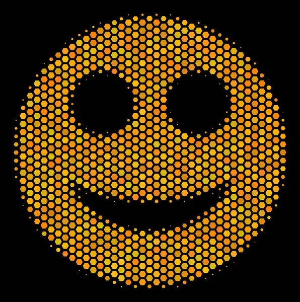 Icône sourire demi-ton hexagone — Image vectorielle