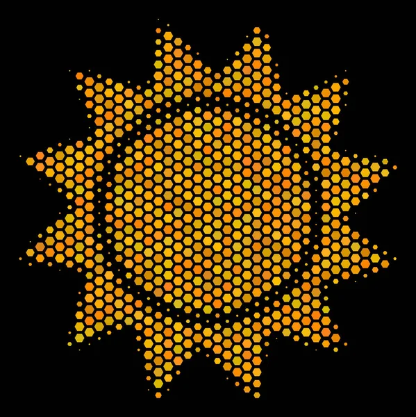 Hexagon Halftone Sun Icon — Stock Vector