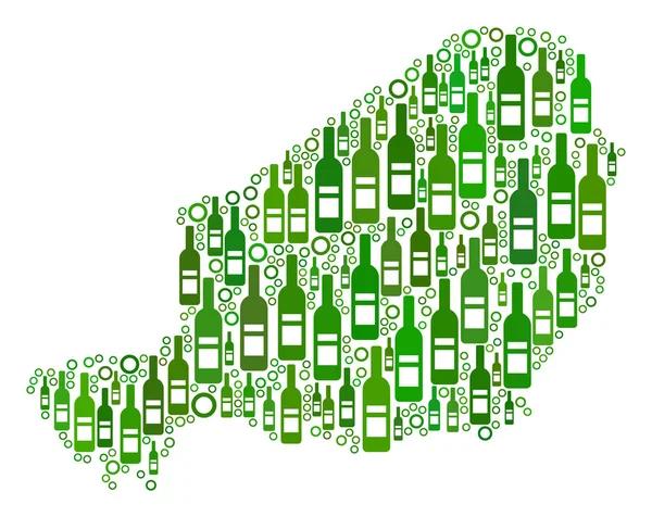 Nijer harita kolaj şarap şişeleri ve daireler — Stok Vektör