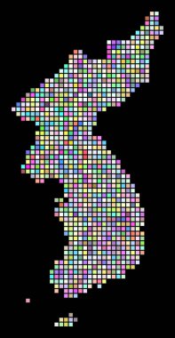 Noktalı Kuzey ve Güney Kore Haritası