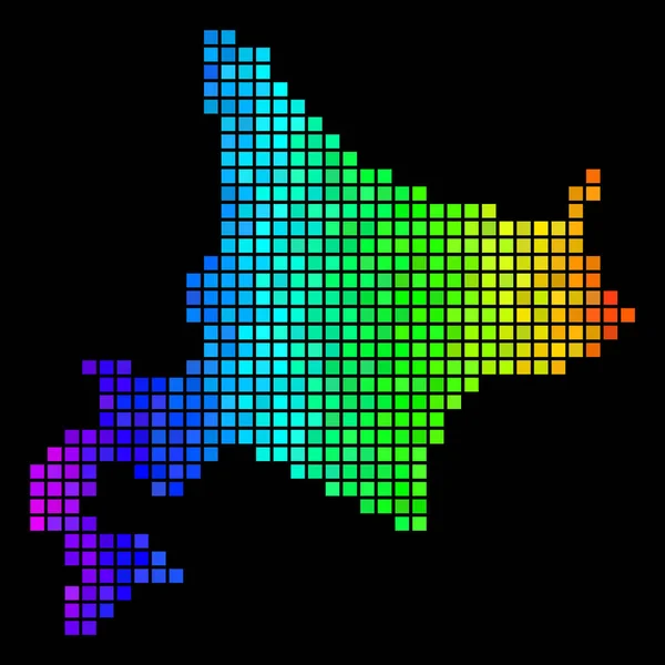 Mapa wyspy Hokkaido Bright Dot — Wektor stockowy