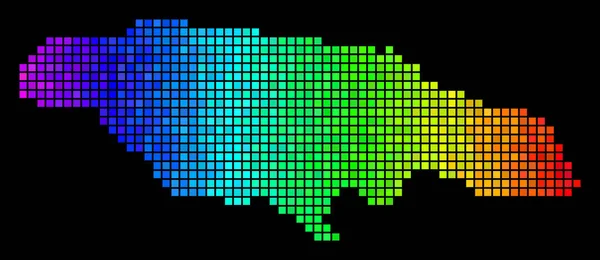 Colorato Pixel Giamaica Mappa — Vettoriale Stock