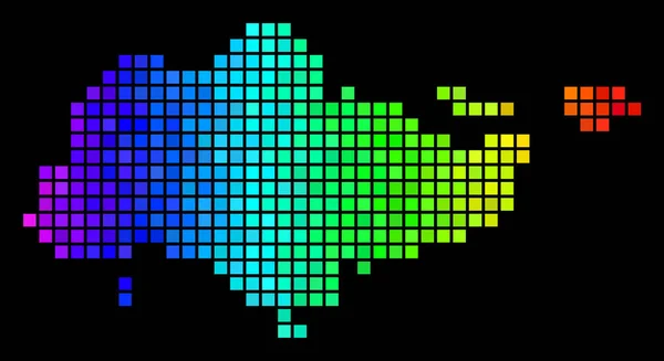 Mapa colorido de Singapur punteado — Archivo Imágenes Vectoriales