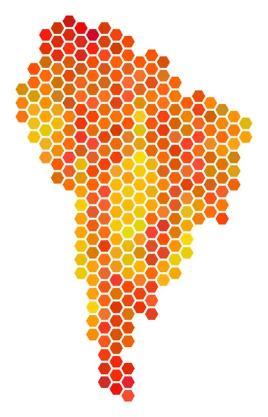 Fire Hexagon South America Map — Stock Vector