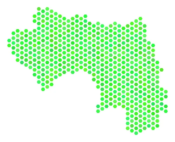 Mapa zielony Hex dachówka afrykańskiej Gwinei — Wektor stockowy