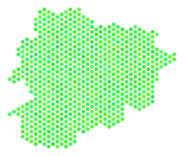 Green Honeycomb Andorra Map — Stock Vector
