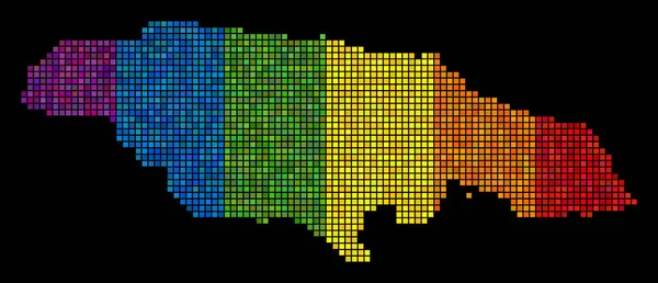 Spectrum Pixel Giamaica Mappa — Vettoriale Stock