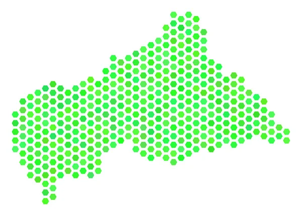 Green Hex-Tile Repubblica Centrafricana Mappa — Vettoriale Stock