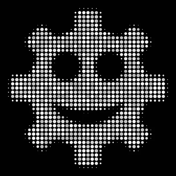 ギア笑顔スマイリー ハーフトーン アイコン — ストックベクタ