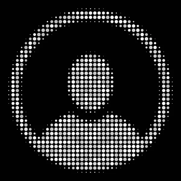 Afgeronde gebruiker portret Halftone pictogram — Stockvector