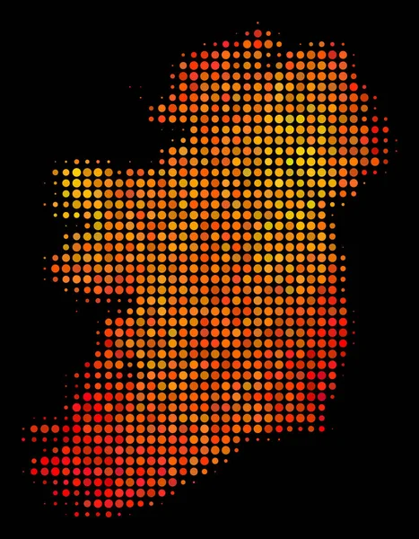 Kropkowane pomarańczowy Irlandia Mapa — Wektor stockowy