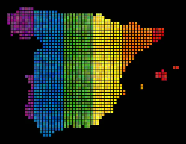 LGBT Pixel Spain Map — Stock Vector
