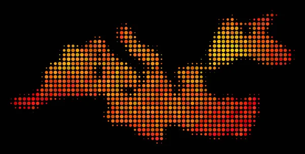 Mapa del Mar Mediterráneo Fuego punteado — Archivo Imágenes Vectoriales