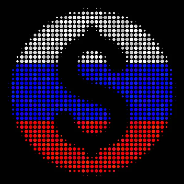 Halftone Russische Dollar munt pictogram — Stockvector