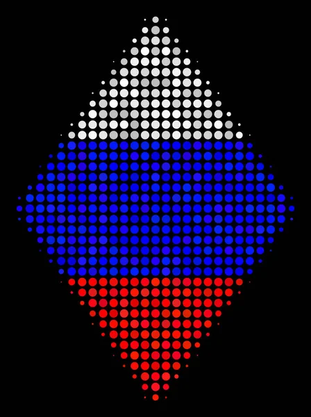 Halftone Russian Filled Rhombus Icon — Stock Vector