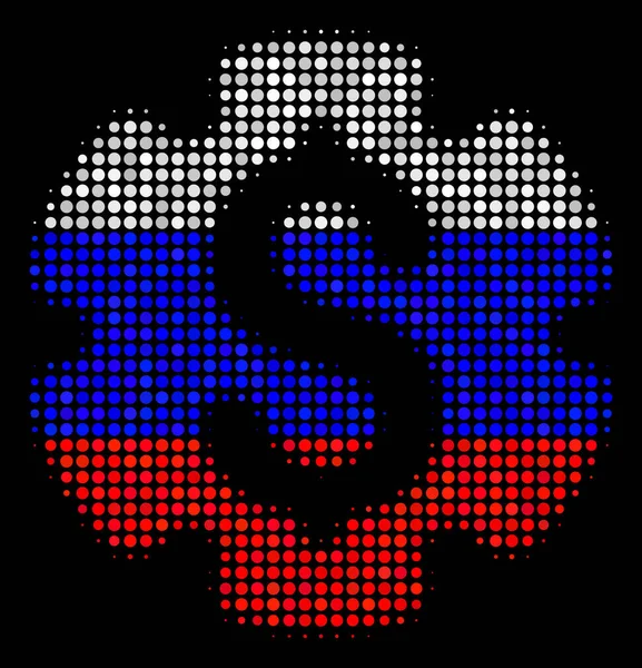 Halftone Russian Financial Settings Gear Icon — Stock Vector