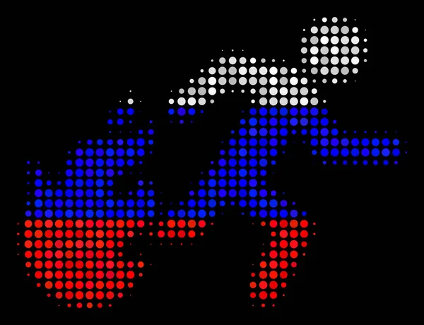 Halftone Russisch ontslagen Running Man pictogram — Stockvector