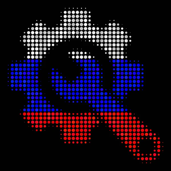 Halftone Russische vistuig en moersleutelpictogram — Stockvector